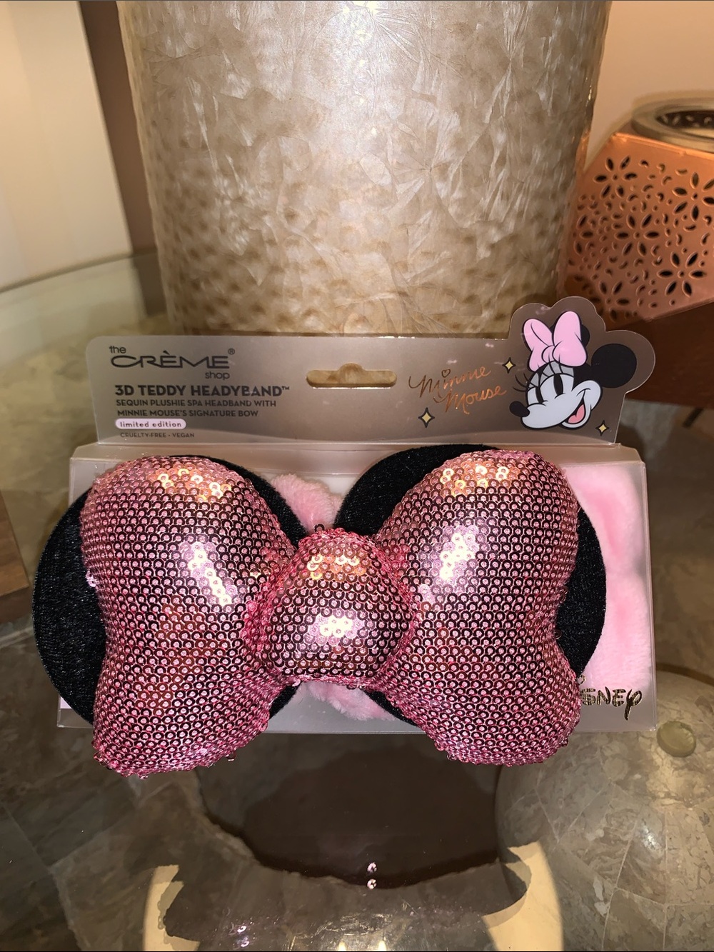 The Crème Shop x Disney Minnie Mouse Pink Sequin 3D Teddy Headband